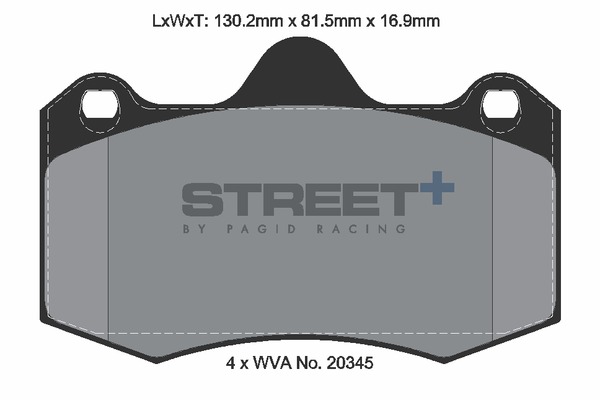 Klocki hamulcowe PAGID Racing Street+ T8000SP2001, rysunek techniczny